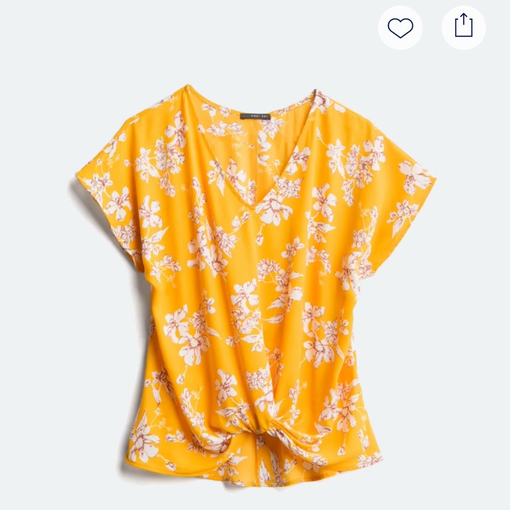 Beacon Yellow Wrap Tie Front Blouse